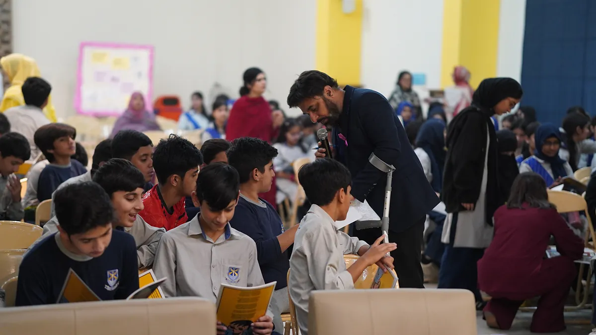 A KCK prevention session across a full school hall at Beaconhouse Educational Complex G-15, Islamabad.